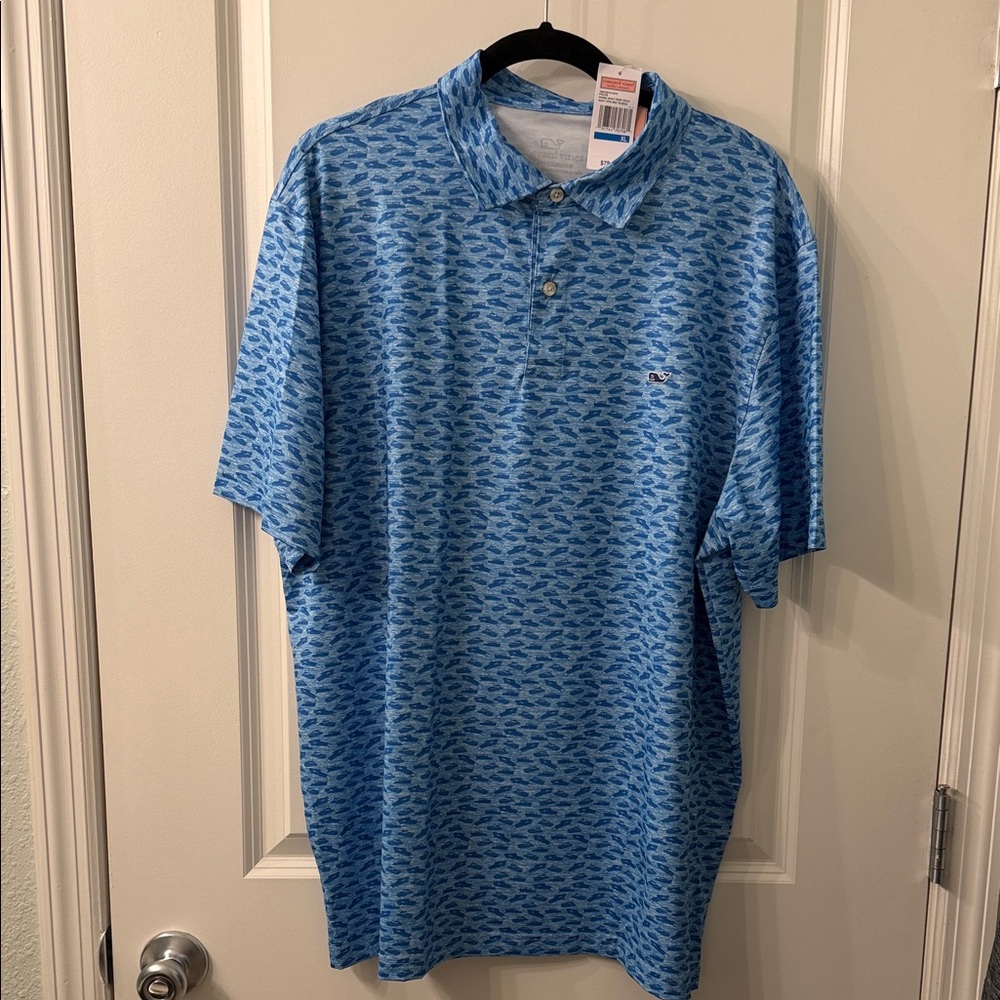 Vineyard Vines St Jean Stripe Performance Polo Jet Black NWT